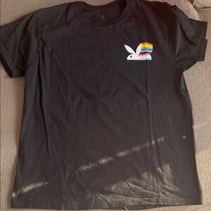 Playboy Black T-Shirt with Rainbow Logo